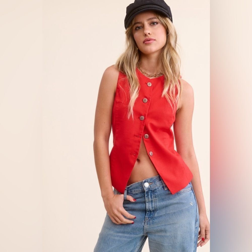 911. SCARLET ROUND NECK SLEEVELESS VEST - Picture 2 of 3